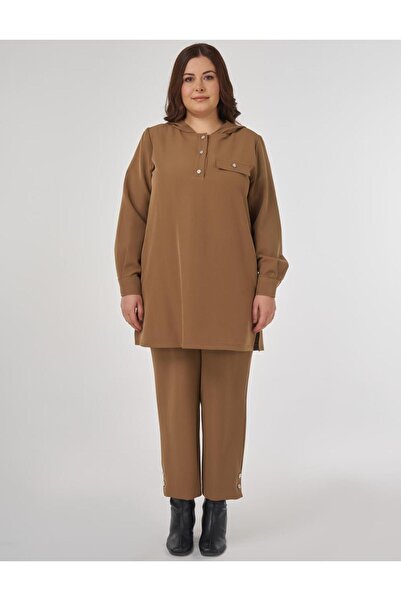 Kayra Casual Cut Double Suit with Flap Pockets Dark Olive