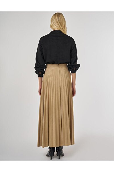 KYR Πλισέ φούστα από σουέτ Σκούρο βιζόν