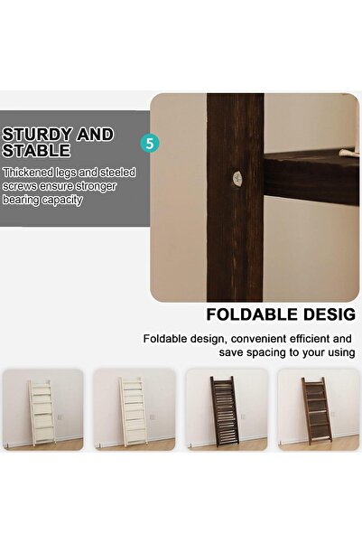 Bukela Folding Ladder Shelf Plant Stand, Indoor/Outdoor Wooden Flower Pot Holder, 4-Tier 43×34×112