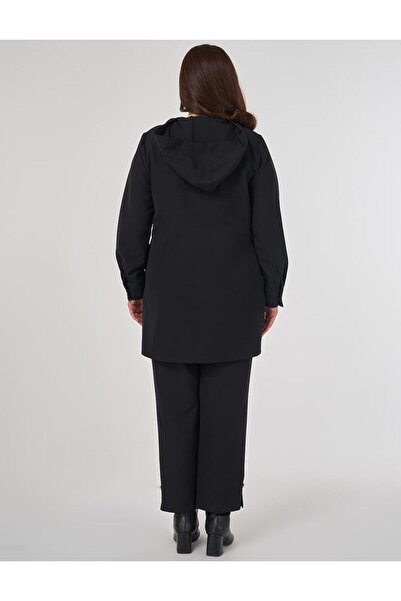 Kayra Casual Cut Double Suit with Flap Pockets Black