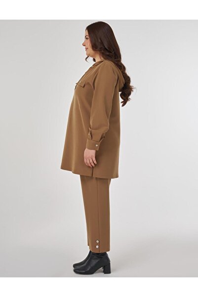 Kayra Casual Cut Double Suit with Flap Pockets Dark Olive