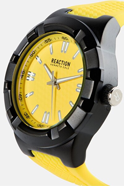 Kenneth Cole Reaction Men KRWGM7008005 Silicone Analog Watch 48 mm, Yellow