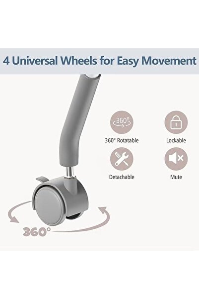 Bukela Baby Changing Table with Wheels Portable Foldable Adjustable Height Grey