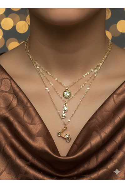 Uno Di Famiglia 3'lü charm kolye seti , dünya figürlü kolye , gözlük figürlü ...