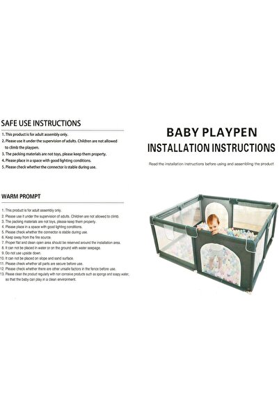 Bukela Baby Playpen Grey Play Pens Safe Anti-Fall Play Yard with Gates 180x200cm