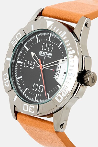 Kenneth Cole Reaction Men KRWGB7008101 Leather Analog Watch 45 mm, Tan