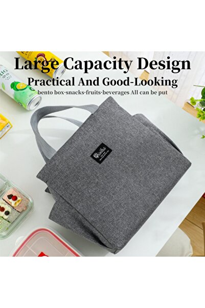 Lullaxx Lunch bag, insulated lunch bag, tote bag, unisex, reusable, suitable for picnics and travel (grey).