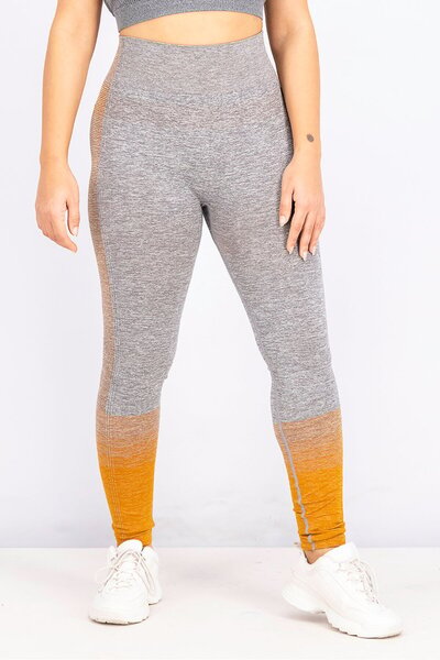 XOXO Women Pull On Sports Leggings, Grey and Orange
