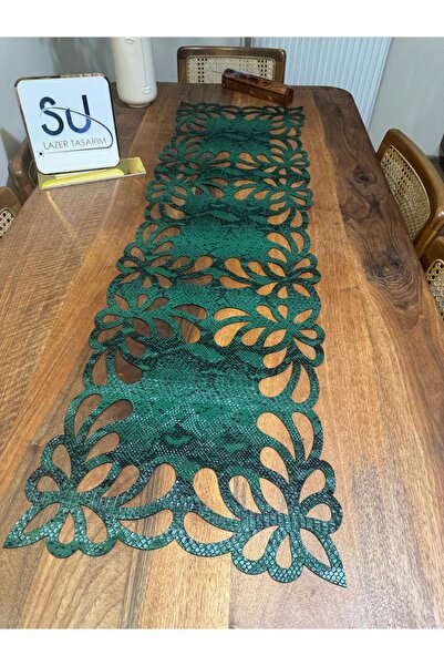 EHA LAZER suni deri yeşil ,özel desen ,şık runner