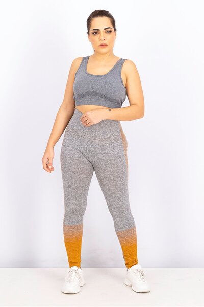 XOXO Women Pull On Sports Leggings, Grey and Orange