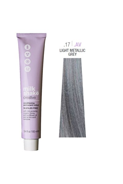OEM Milk Shake, Creative, SLS/SLES-Free, Permanent Hair Dye, .17.AV Light Metallic Grey, 100 ml