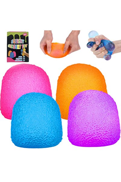 Lullaxx Soft sensory squeeze toy with super strong squeezing power, suitable for children 3.7 inches (blue)