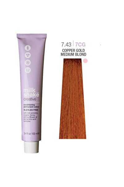 OEM Milk Shake, Creative, SLS/SLES-Free, Permanent Hair Dye, 7.437CG Medium Copper Golden Blond, 100 ml