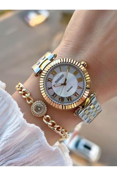 Ferrucci Roman Numeral Steel Cord 2 Years Warranty 3 Atm Women Wristwatch+Bracelet Fy.03477.3