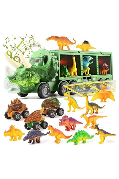 Arabest Dinosaur Toys Truck With Dinosaur Cars Set with Lights, Music, Sound,Dinosaur Car Launcher Track