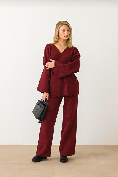 DAMGA Collection Γυναικείο Σετ Πλεκτό Τρικοτόπλεγμα με Δεσμούς