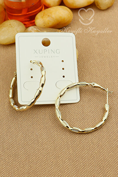 Keyifli Hayaller Xuping Vip Küpe - Xuping Çizgili Arpa Halka Model Xuping Küp...
