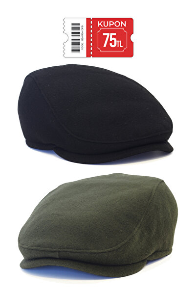 Capstories طقم قبعة شتوية مكون من قطعتين - قماش صوف كشمير - قبعات مقاس قياسي