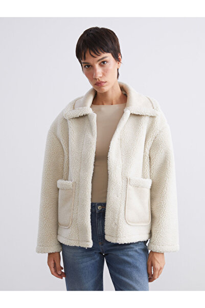 LC Waikiki Vision Ecru Jacket Collar Women's Teddy Coat