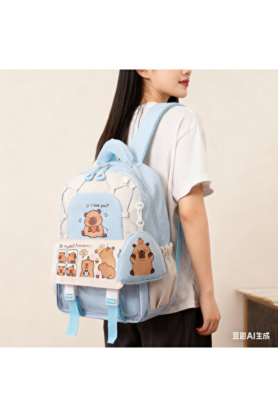Generic Capibara Children's Cute Student Backpack Large Capacity Lightweight Spinal Protection