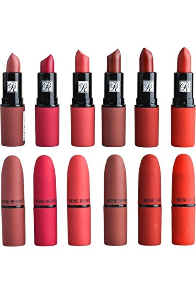 ROSE BERRYY مجموعة أحمر شفاه روز بيري روج فيلفيت لوك إن أ بوكس، 6 قطع - متعدد الألوان