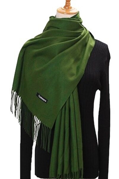 Cashmere long shawl-style scarf, Autumn-Winter, Dark Green