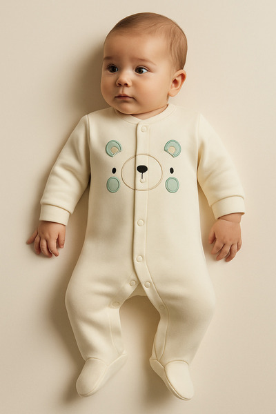 Katia&Bony Snap-Buttoned Baby Romper with Teddy Bear Figure