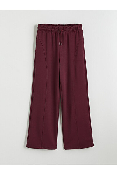 LC Waikiki Plum Wide Leg Women's Sweatpants with Elastic Waist