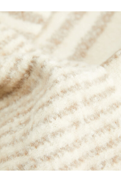 Koton Striped Soft Textured Tasseled Long Scarf