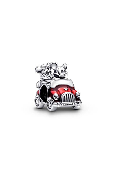 Pandora Pendant talisman with Mickey and Minnie in a red car - 925 Silver
