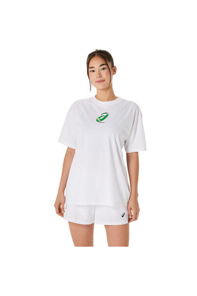 Asics COURT GRAPHIC SS TOP Kadın Cream/Glacier Grey Kısa Kollu Tshirt 2042A37...