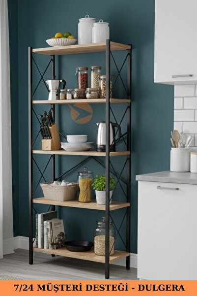 DULGERA Çok Amaçlı Mutfak Rafı | 5 Katlı Metal İskeletli Modern Erzak Dolabı ...