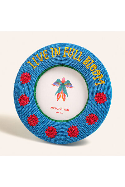 Zsa Zsa Zsu Dadrı Cam Boncuk-ahşap Çerçeve 17 Cm Mavi