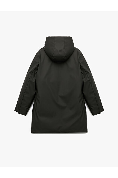 Koton Hooded Water Repellent Long Sleeve Zippered Pocket Detailed Anorak Coat