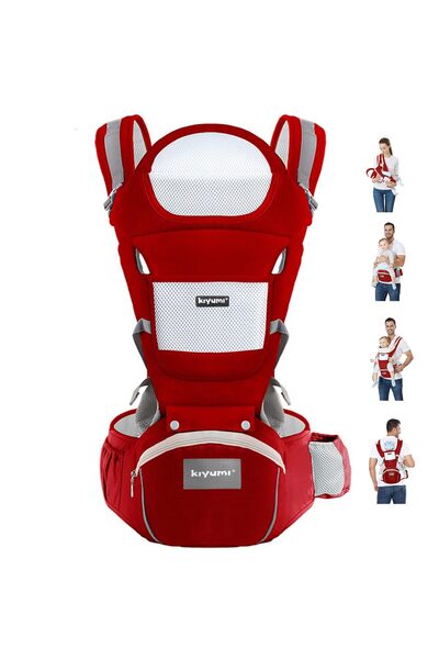 KIYUMI حاملة أطفال مع مقعد للورك، 6 في 1 مريحة بوضعية M (من حديثي الولادة إلى...