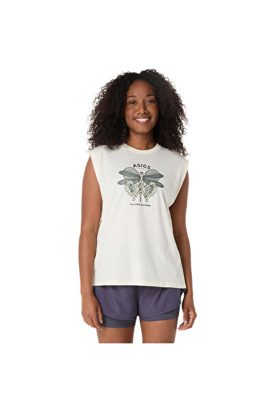Asics GAME SEASONAL GRAPHIC TOP Kadın Cream/Glacier Grey Tshirt 2042A393-100