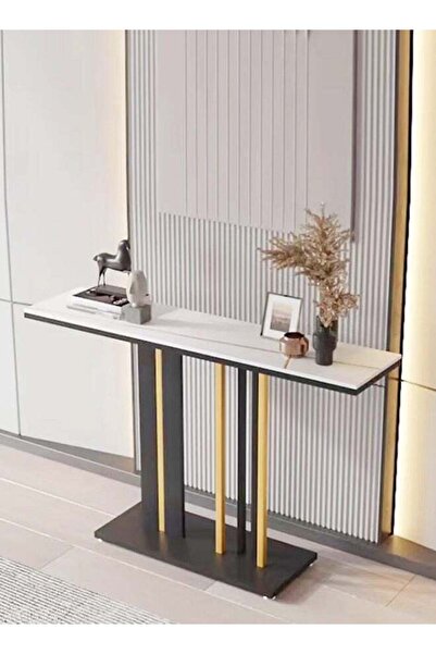 Raffine طاولة كونسول مودرن روك سلاب، حجر أسود مُحَمَّر، ١٠٠×٣٠×٨٠ سم