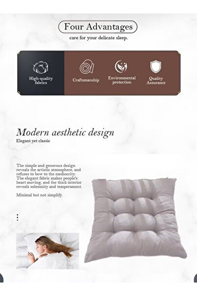 Generic Chair Cushion with Straps, Square Floor Seat Cushion, Solid Thickened Comfortable Quilted Cushion