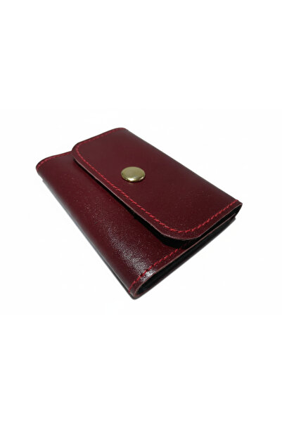 Self Leather Genuine Leather Accordion Card Holder 10 Card Capacity