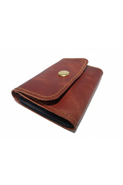 Self Leather Genuine Leather Accordion Card Holder 10 Card Capacity