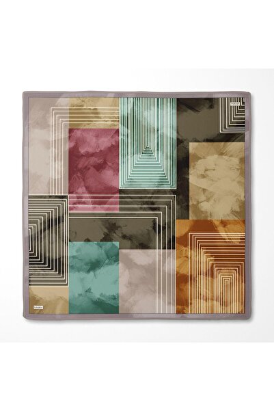 Levidor وشاح حريري بنمط هندسي-0941 أخضر