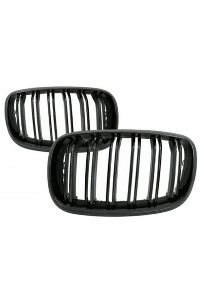 DELUXETUNING Grile centrale față (Design M) compatibile cu BMW X5 E70 / X6 E71 2007-2014 Negru lucios