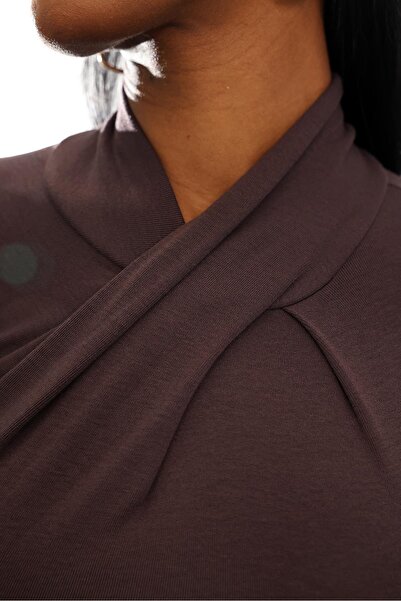 5in1Canpolat Bitter Brown Collar Detailed Bodysuit 2644