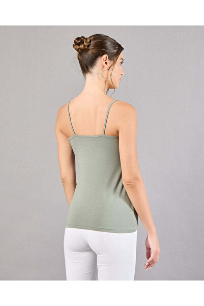 REDTAG Women Green Plain Strappy Vest