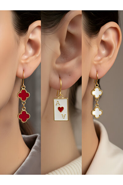 TURBİJ طقم أقراط نسائية مكون من 3 قطع مع رمزات عصرية