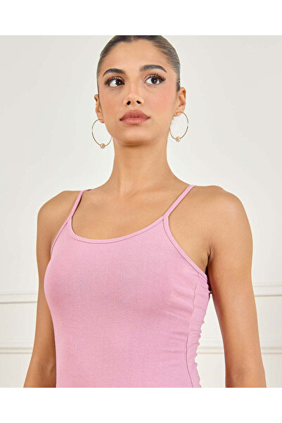 REDTAG Women Pink Solid Plain Strappy Vest