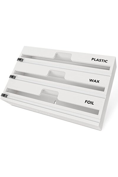 SpaceAid 3-in-1 Wrap Neat Organizer with Cutter and Labels, Bamboo Wood Dispe...