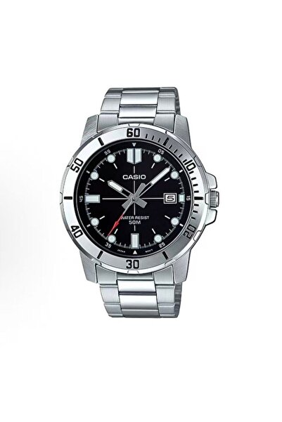 Casio Shi Ying movement stainless steel strap black dial watch