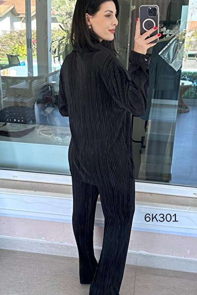 İnce Topuk Pleated Crinkle Casual Suit 6K301