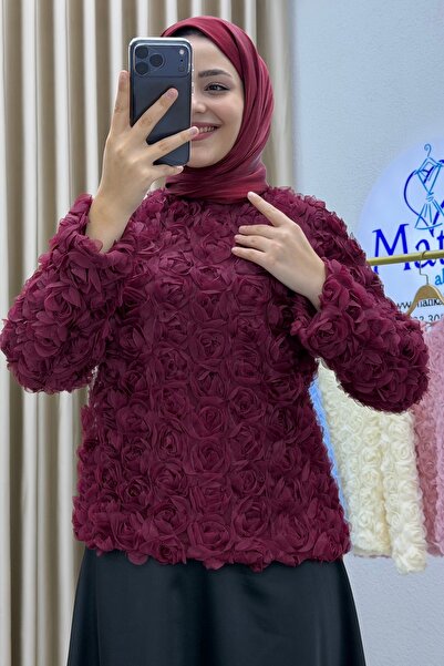 Matik Abiyem Acetate Satin Skirt & Rose Fabric Top Set